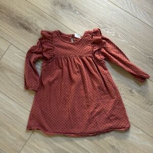 Zara Rust with black Polka Dot long sleeve dress